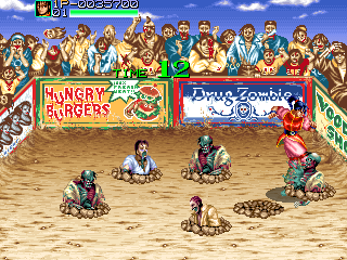 Night Slashers screenshot: a crowd of zombies in the carnival stage