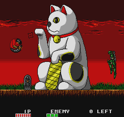 Trio The Punch screenshot: the giant lucky-cat boss